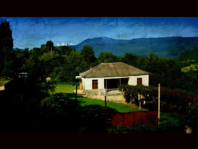 Mountain paintings by artist Bevilacqua, titled "Only 7 years old at 3000 meters" on display